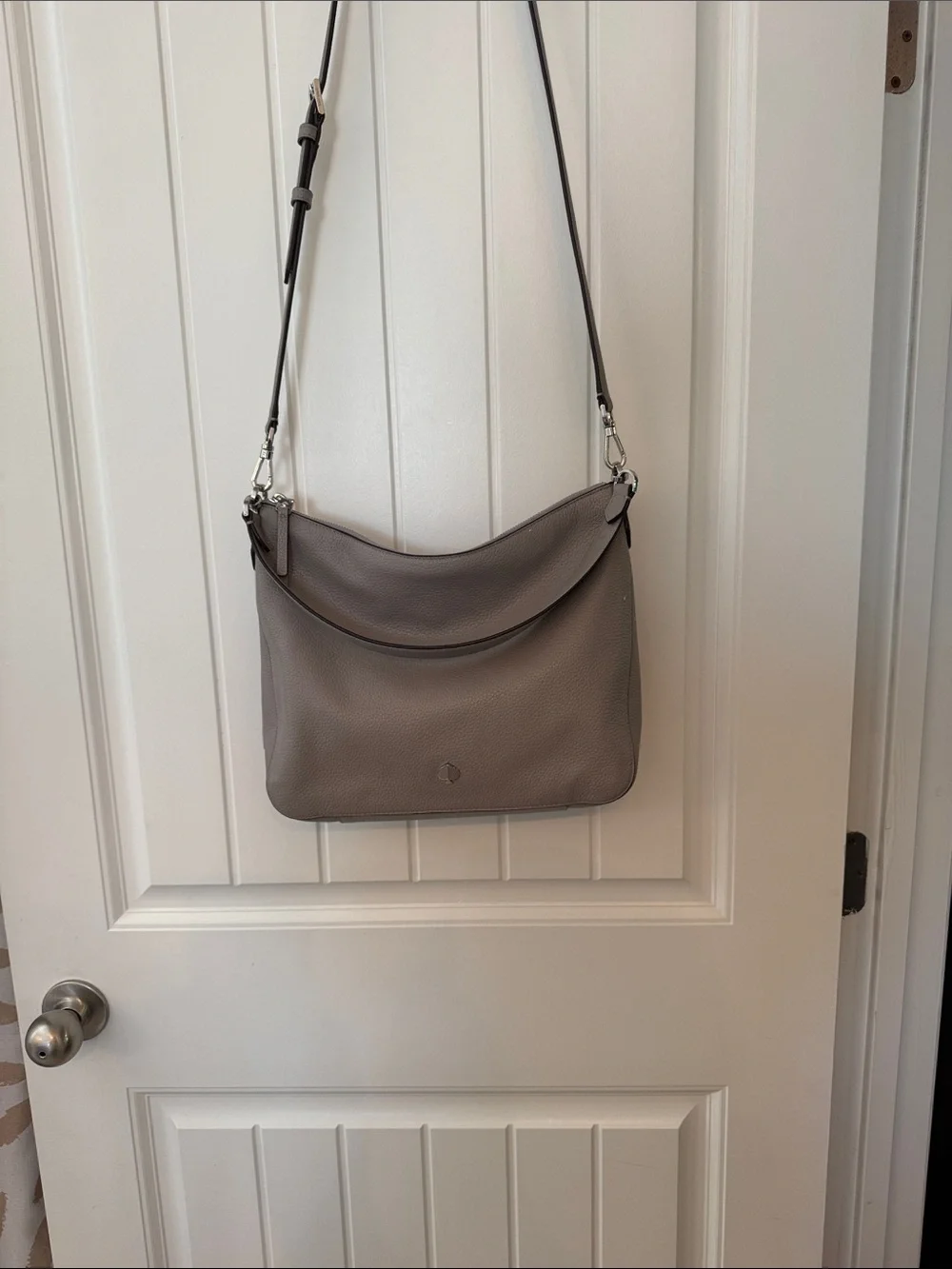 kate spade grey pebbled leather shoulder bag